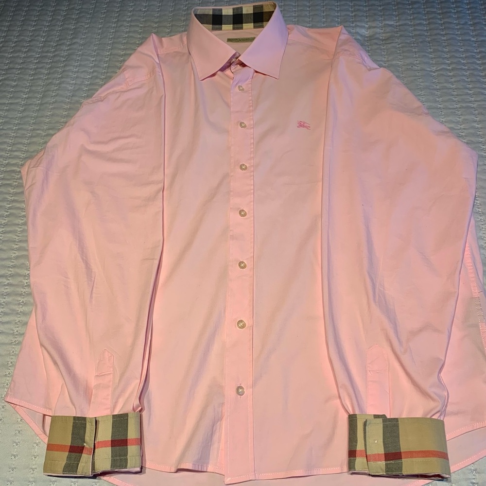 Pink Burberry button up shirt